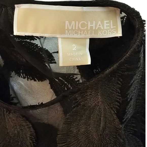 NWOT Michael Kors  Feather-Embroidered‎ Dress, Black, Size 2 - Picture 2 of 11